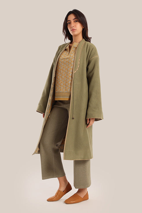 Polar fleece reversible long sleeve coat
